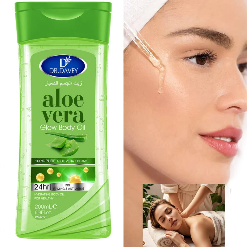 DR.DAVEY Aloe Vera Glow Body Oil 2×200ml | Hydrating Skin Oil