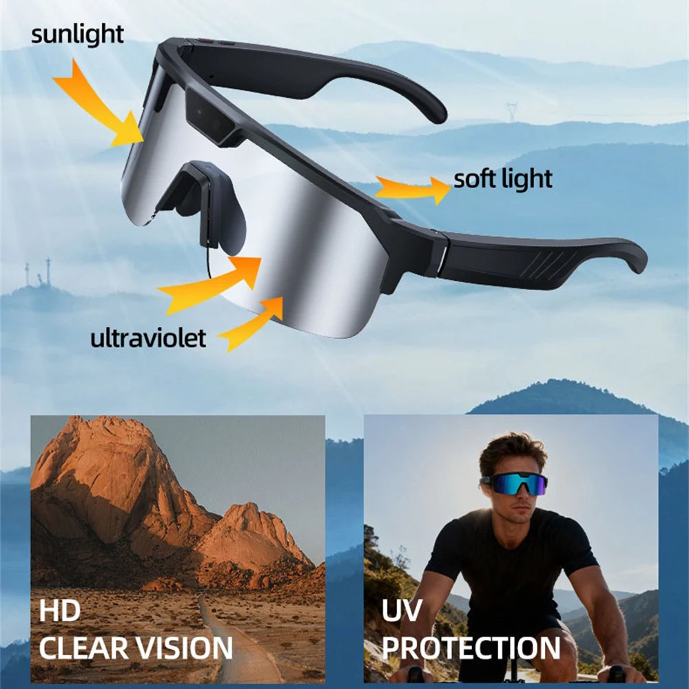AI Smart Cycling Glasses 800W Camera Video Record Real-time Translation UV Protection Sports Eyewear For Bike Fishing Men Women Oasis Select