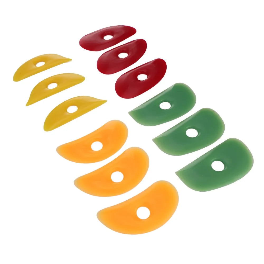 12Pcs Craft Supply Silicone Pottery Scraper Smooth Flexible Clay Tool Reusable Durable Silicone Scraper Ceramic Oasis Select