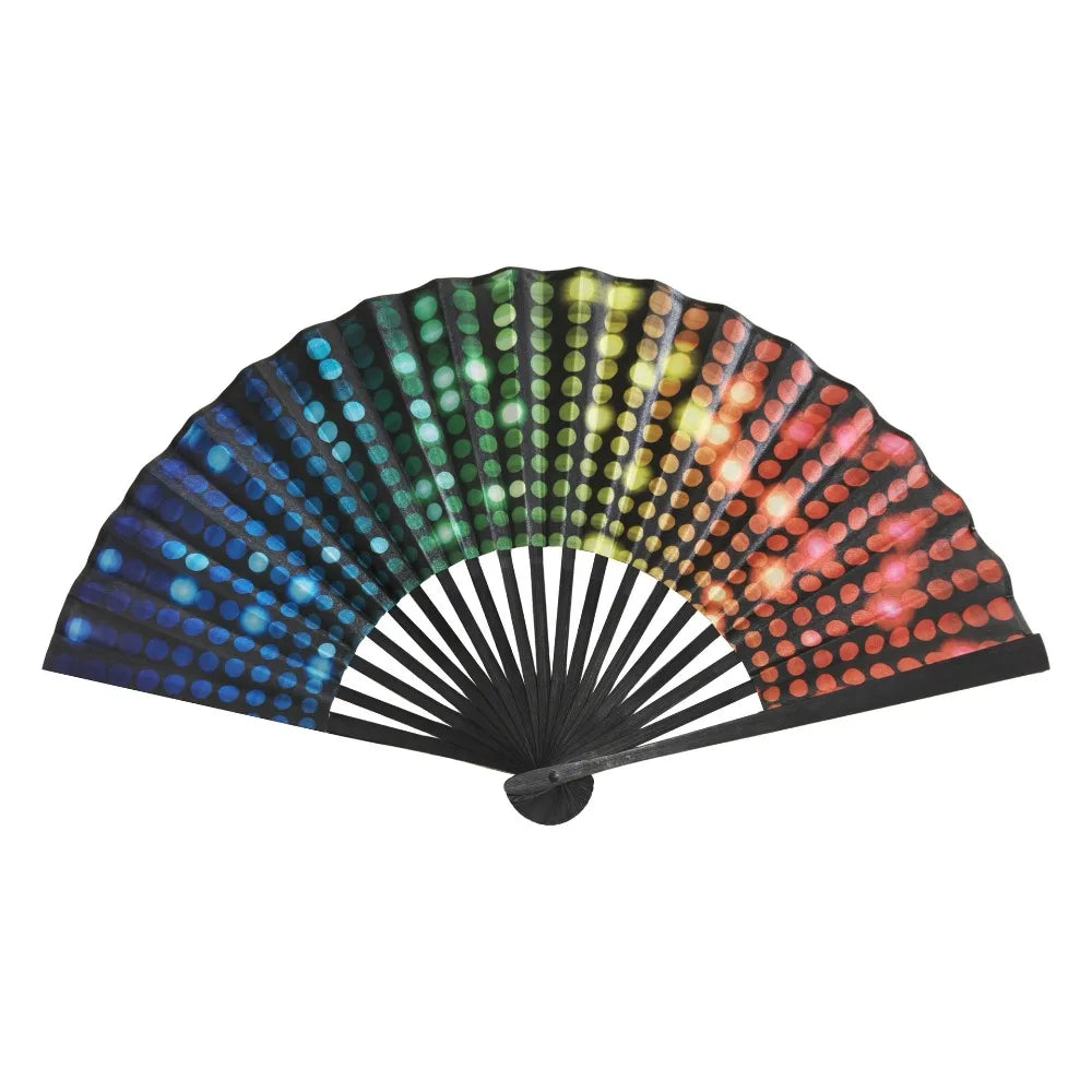 Decoration 23 Cm Kung Fu Fan Large Gradient Colorful Folding Hand Fan Personality Foldable Hand Rave Fan Music Oasis Select Polka dots