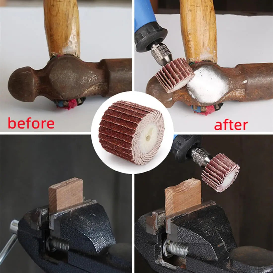 10Pcs 240# Abrasive Flap Wheel 10/12mm Sand Drum 3mm Mandrel Fit for Dremel Drill Grinder Rust Removal DIY Woodworking Polishing Oasis Select