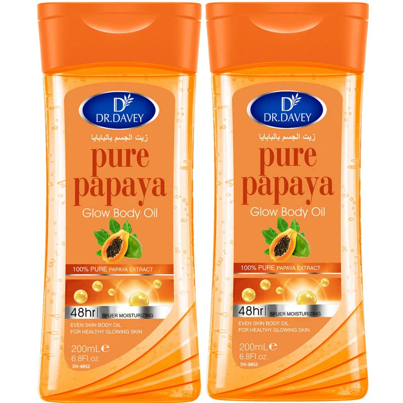 DR.DAVEY Papaya Glow Body Oil 2×200ml | Moisturizing Skin Oil