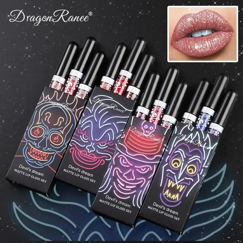 Dragon Ranee Halloween Lip Gloss Set – Sparkling Purple & Black Trio