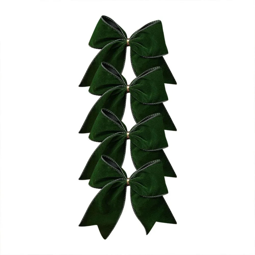 4-Pack Velvet Christmas Tree Bows – DIY Wreath Ribbon Décor