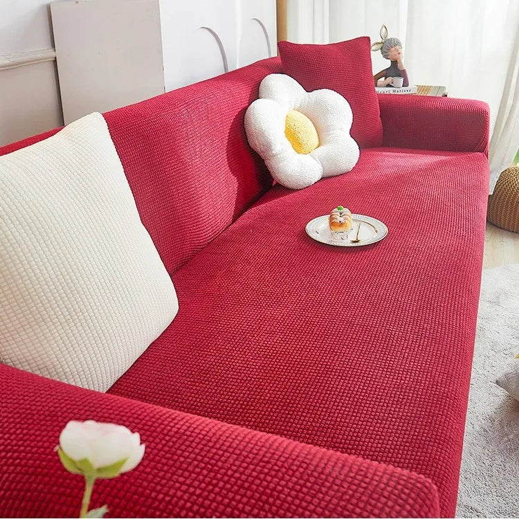 Elastic Sofa Cover All-inclusive Nordic Style Summer Simple Anti-cat Scratch Sofa Dust-proof Cover Couch Covers for Sofas Oasis Select 4 people 235-300CM burgundy