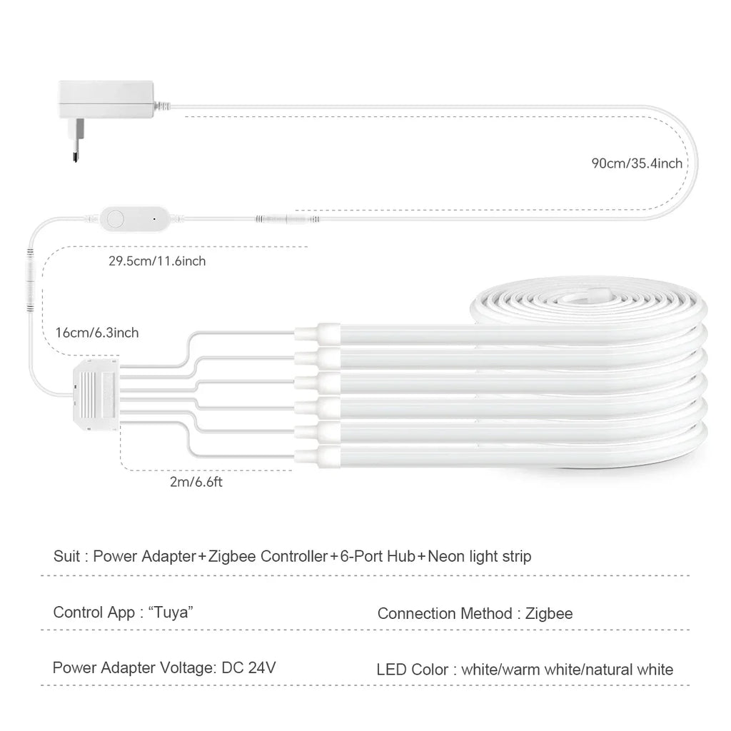 Zigbee 3.0 Smart Controller 24V COB Tape Tuya Voice Control Silicone Neon Rope Light For Silencing Board Multi Layer Cabinet Oasis Select