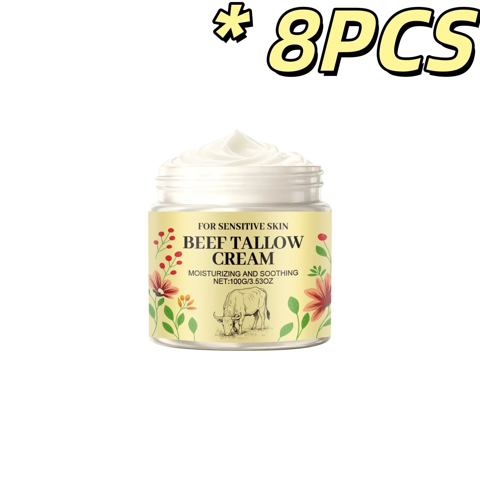 Beef Tallow Body Cream Gentle Moisturizing Soothing Skins Improve Dryness Reduce Skin Tightness Easy Absorb Skincare Moisturizer Oasis Select 100g X 8PCS