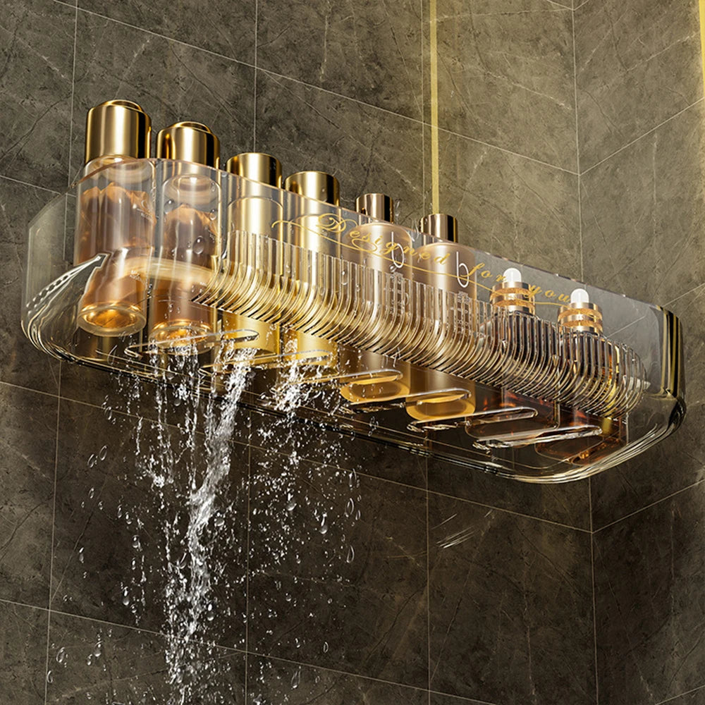 Acrylic Corner Bathroom Shelf | Wall Mounted Cosmetic Organizer