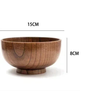 Japanese Style Wooden Bowl Jujube Wooden Bowl Round Large Soup Bowl Creative Children's Rice Bowl Tableware Oasis Select D