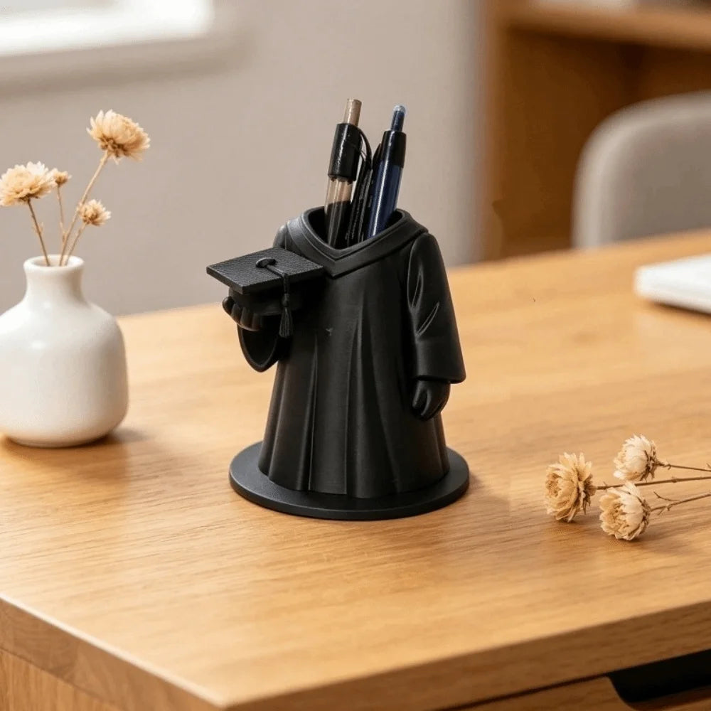 3D Printing Graduation Gown Pen Holder Plastic Non-Slip Base Clothing-Shaped Pen Cup Large Capacity Unique Makeup Brush Bucket Oasis Select