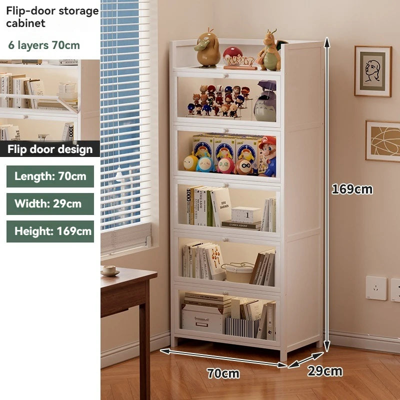 Bookcases, shelves, floor standing household storage cabinets, children's bookshelves, dust-proof acrylic cabinets, doors, stora Oasis Select white-6-70cm