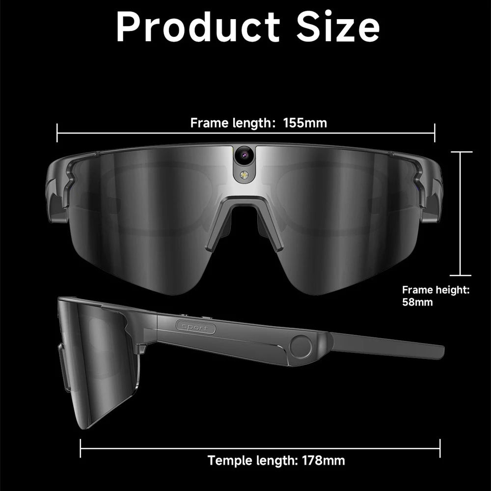 Cycling AI Smart Glasses 4K HD 800W Camera Bluetooth Call Translation Anti-shake Sunglasses Men Women Anit UV Waterproof Music Oasis Select