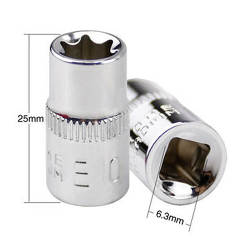 6pcs 1/4Inch Drive Socke Set For Torx Star Female Bit E Socket Wrench Set E4 E5 E6 E7 E8 E10 Car Repair Tools Oasis Select