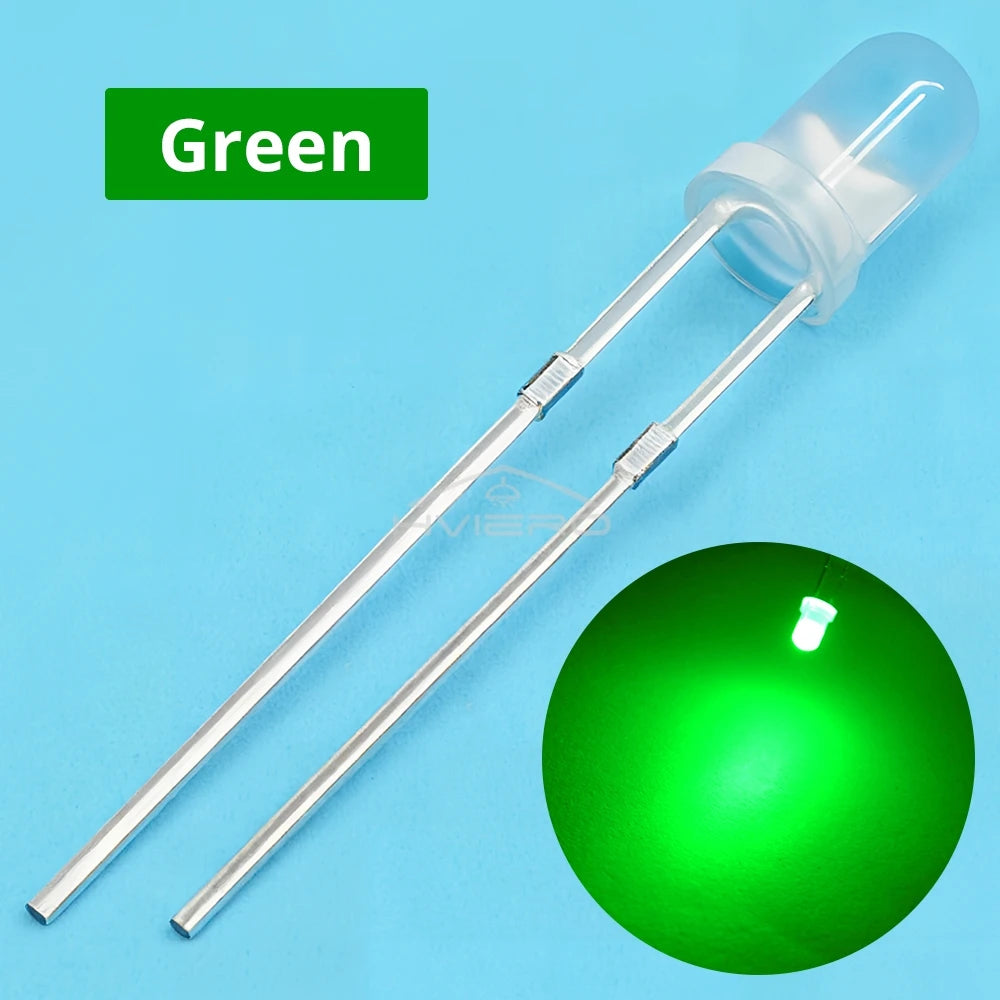 100PCS 3mm Diffused LED Diode Bulbs – 6 Colors | DIY & Decor