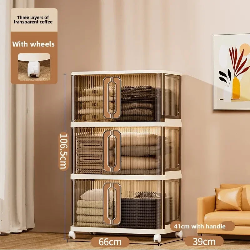 Household Folding Storage Cabinet Large Capacity Double Door Bedroom