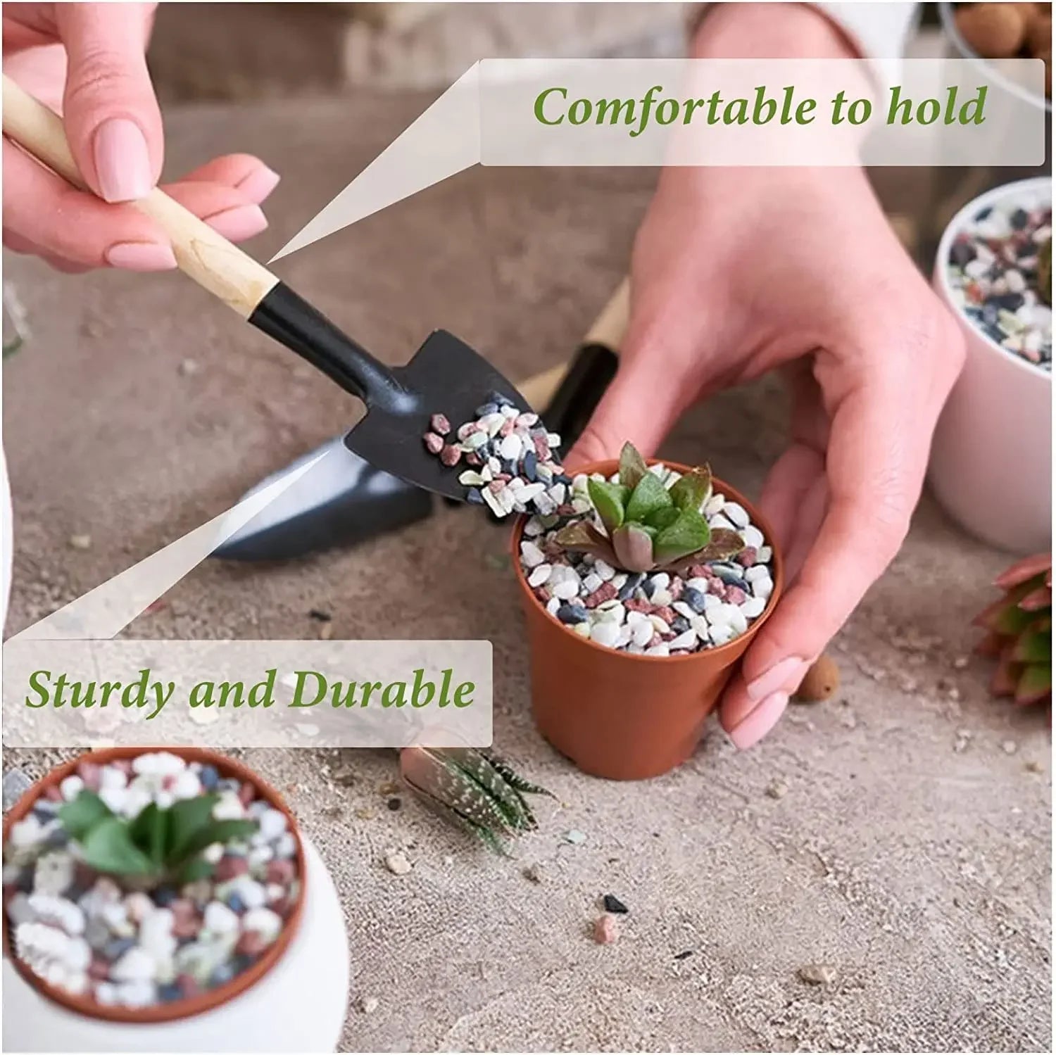 Mini 3-Piece Garden Tool Set – Trowel, Rake & Shovel Kit Mini Garden Tool Set Oasis Select