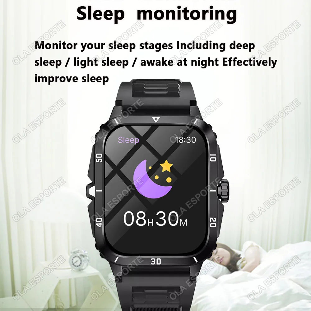 Military Smartwatch 2.01" HD Bluetooth Call Waterproof Fitness Watch