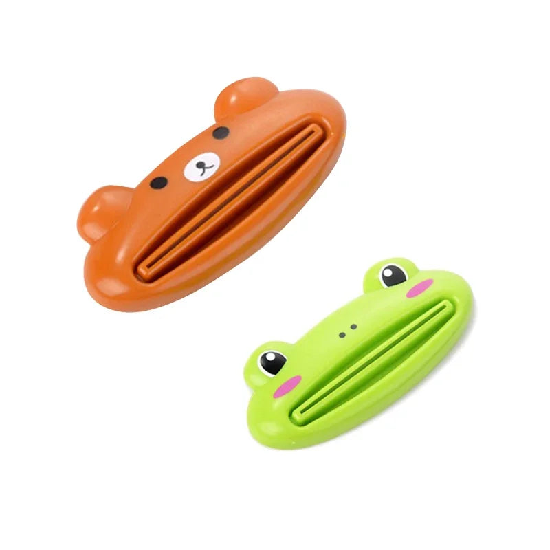 1/2/3pcs For Home Bathroom Animal Easy Toothpaste Dispenser Plastic Tooth Paste Tube Toothpaste Squeezer Rolling Holder Cocina Oasis Select 1 bear 1 frog