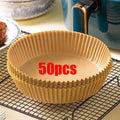 50/100/200/250pcs Air Fryer Paper Liners Disposable Oil-Proof Waterproof Baking Paper Round Parchment Kitchen Party Supplies Oasis Select 50pcs Brown
