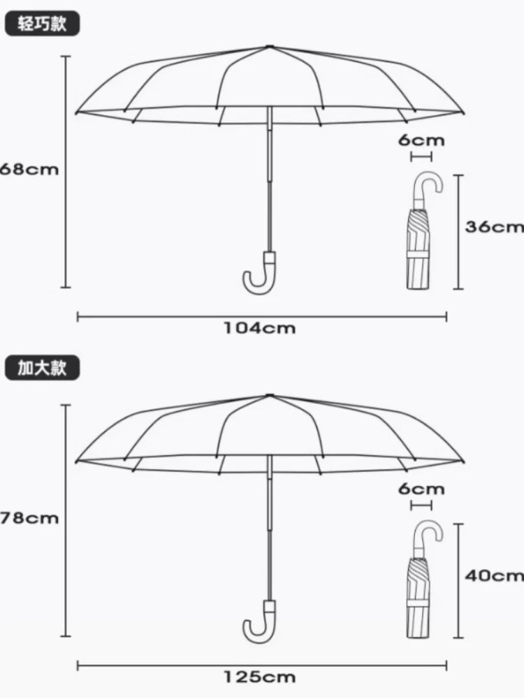 Automatic Umbrella Bent Hook Wooden Handle Umbrella Large Double Thickened Storm Resistant Umbrella Oasis Select