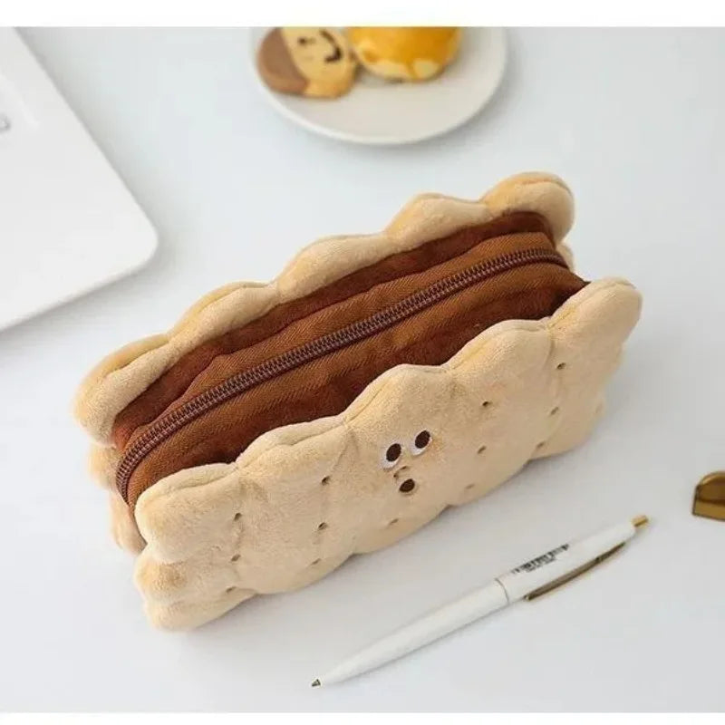 Sandwich Biscuits Plush Pencil Case Simple Large Capacity Pencil Bag Cute Stationery Box Student Stationery Storage Oasis Select