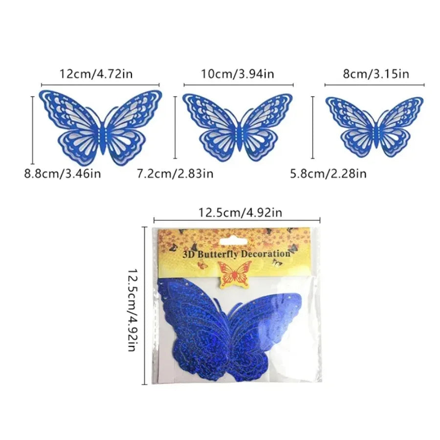 12Pcs 3D Hollow Butterfly Wall Decal Mirror Wall Stickers For Kids Room Home Wall Decoration Fridge Sticker Wedding Party Oasis Select