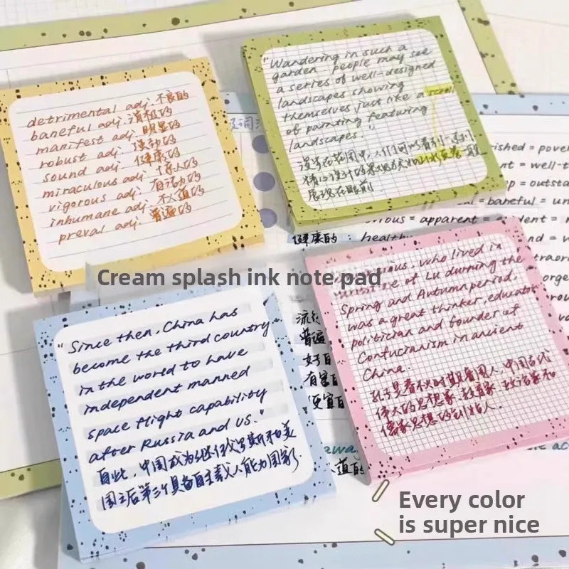 Post-it Notes Ins Style High-looking Cream Splash Ink Post-it Notes Study Plan Memo Can Be Written Sticky Notes Oasis Select