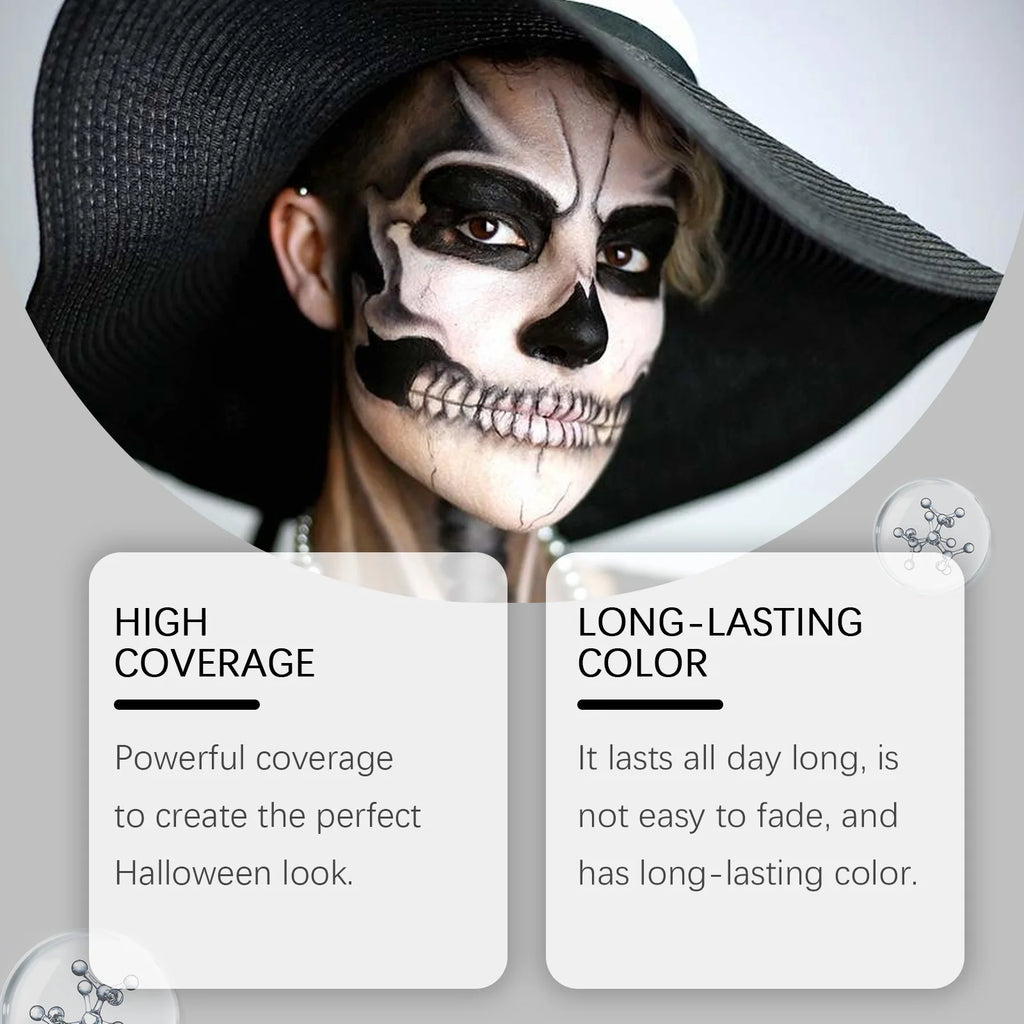 Halloween Party Liquid Face and Body Paint Black White High Coverage Long Lasting Color Vampire Makeup DIY for Paint Party 120ml Oasis Select