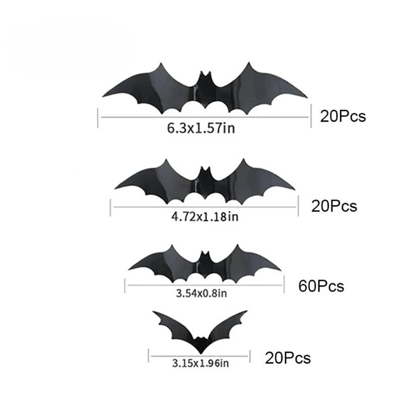 3D Pvc Bat Halloween Decorations on The Wall Black Bats Wall Stickers Halloween Scary Props Oasis Select