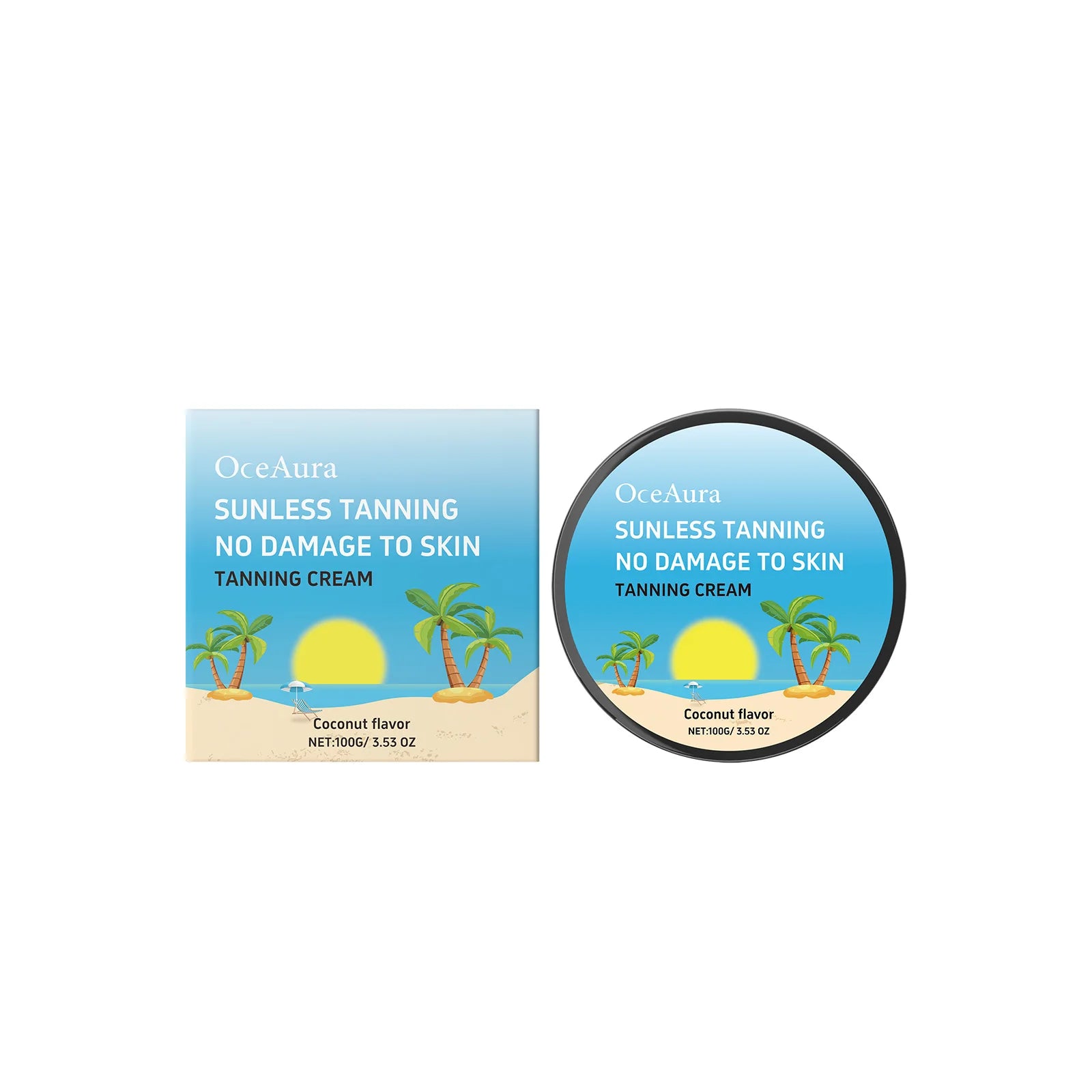 Coconut Tanning Intensive Moisturizing Body Cream Gentle Formula Sun-Free Natural Tan Enhances Color Development Non-Greasy Oasis Select 100g boxed