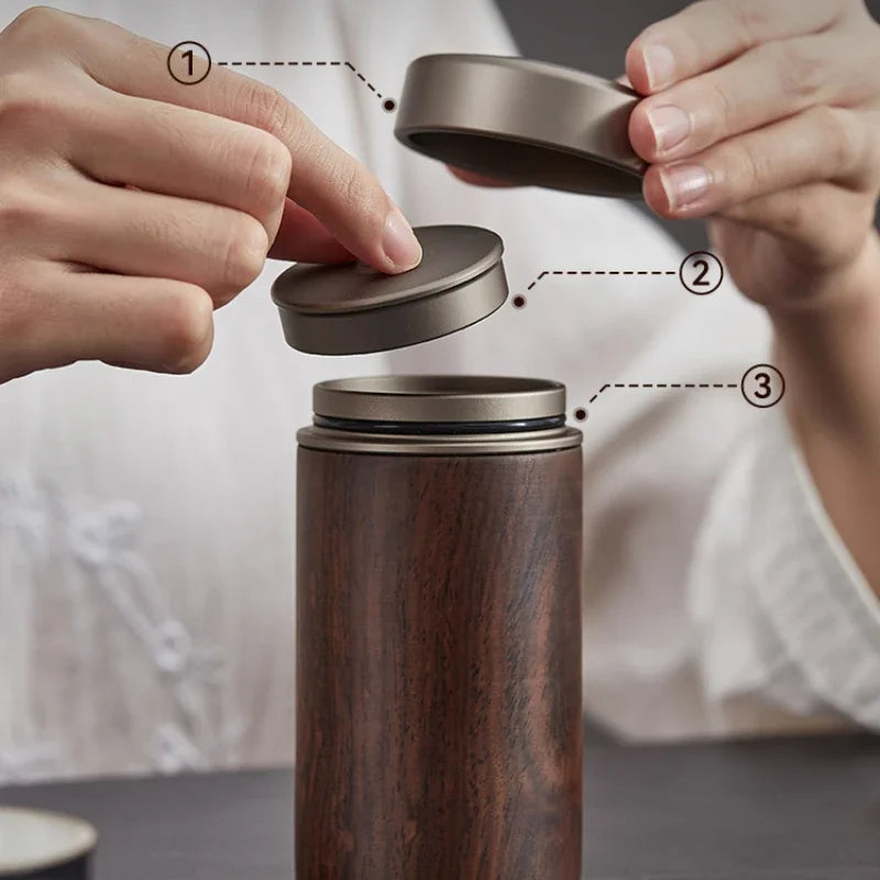 Ebony Sealed Tea Can Pu 'er Storage Storage Tea Box Household Wooden Chinese Portable Tea Can Oasis Select