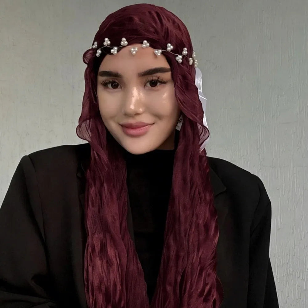 Solid Chiffon Scarf – Ruffled Shawl, Hijab & Wrap for Women