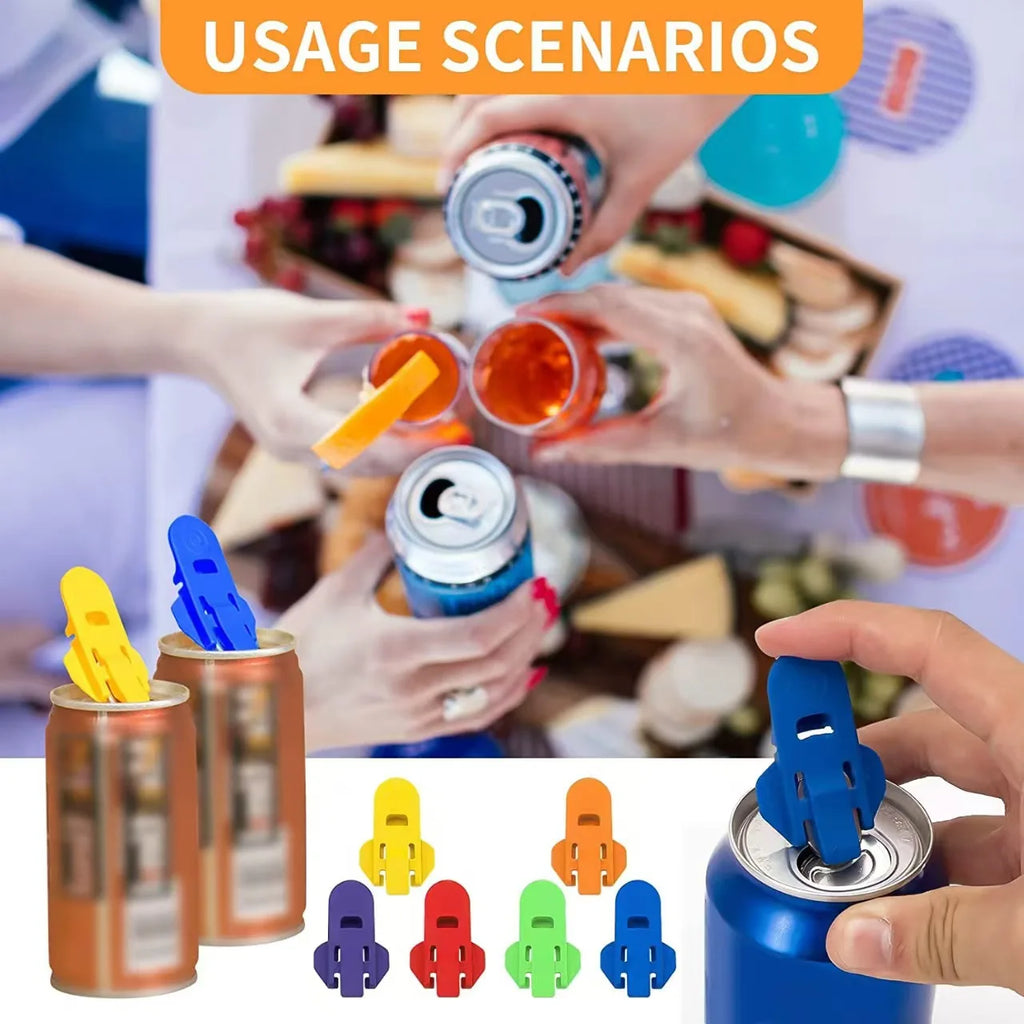 6PCS Can Opener Handheld Plastic Small Sealer for Beer Cola Beverage Cans Simple Rotating Dustproof Cup Lid Sealing Small Tool Oasis Select