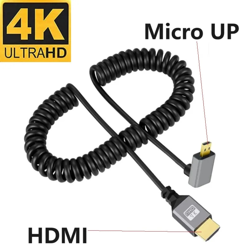 0.5-2.4M 4K60HZ HDMI Flexible Spiral cable mini Micro HDMI-Compatible TO HDMI Minihdmi Microhdmi Coiled Extension Cable Oasis Select Micro HDMI(Up) 0.5-2.4 m