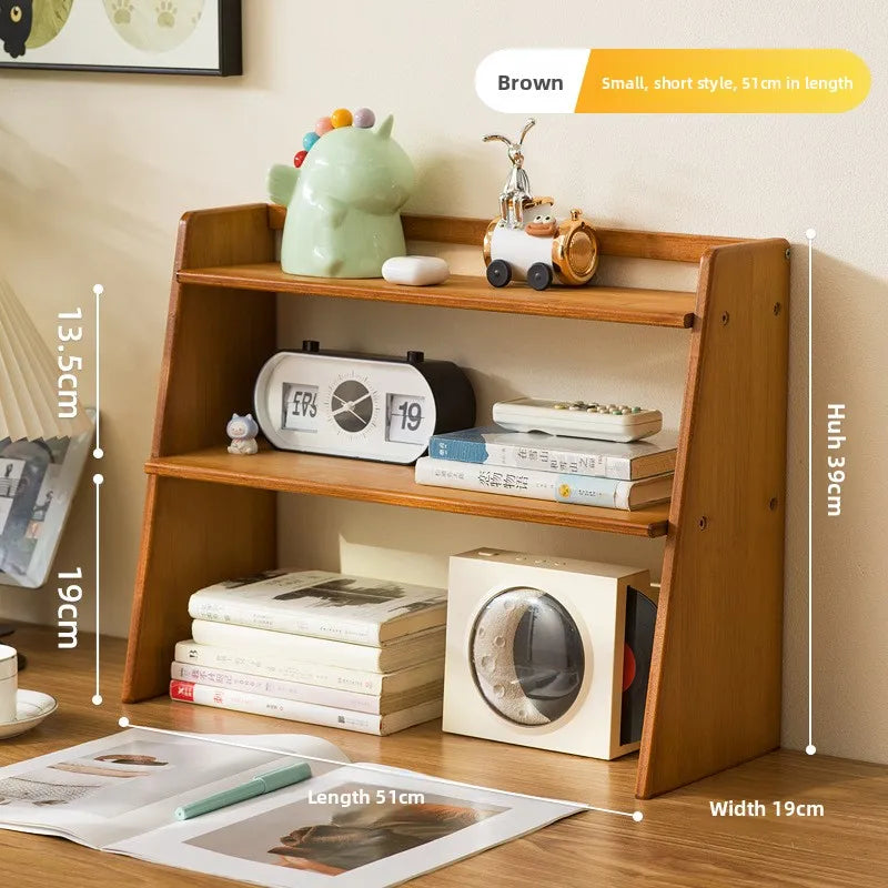 Medieval style shelves, household bedroom cabinets, student desk shelves, multi-layer simple display bookcases, storage shelves Oasis Select Brown short 51