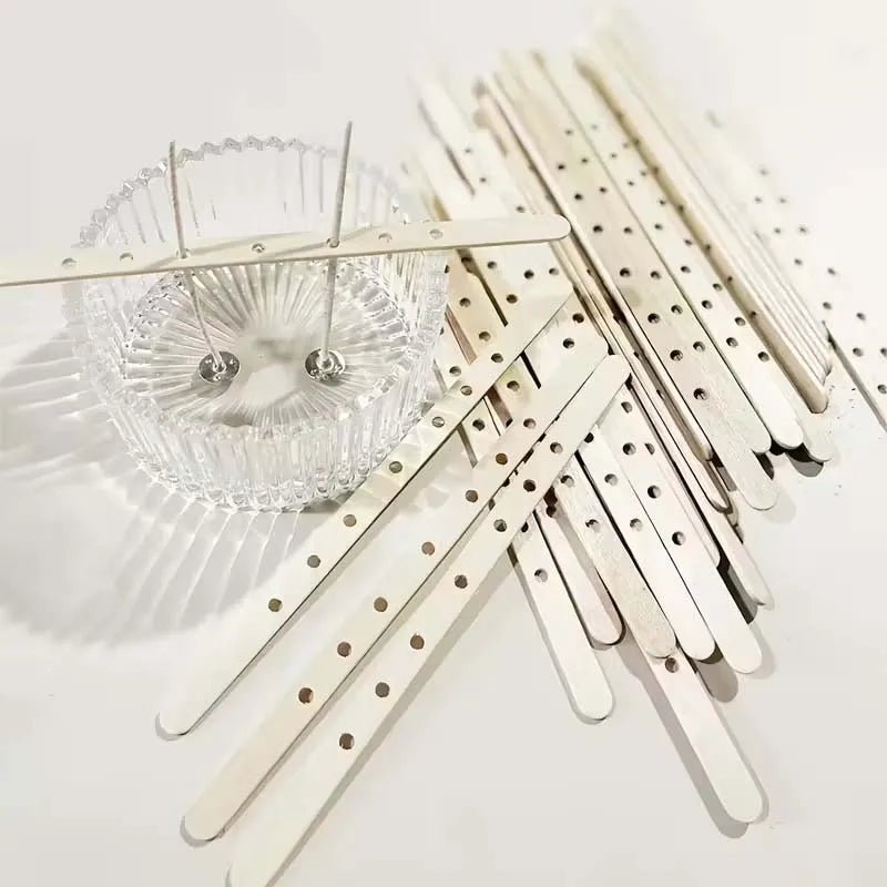 10/20/50pcs Wooden Candle Wick Holders Candles Mold Fixed Bracke Porous Wooden Holders Centering Device Bar for Candle Making Oasis Select