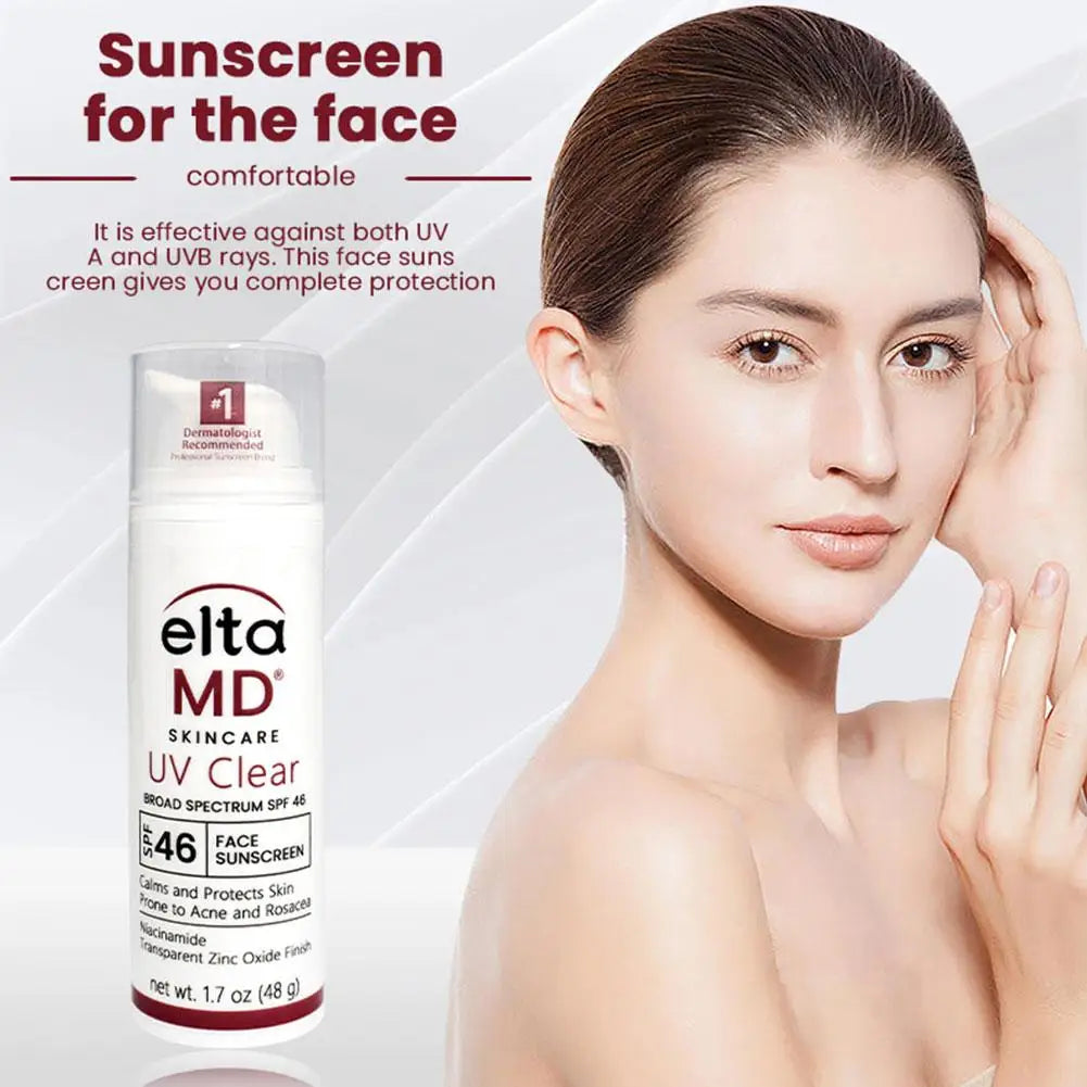 Eltamd 48ml Facial Sunscreen SPF46 UV Sunscreen Anti-Radiation Waterproof&sweatproof Non-greasy for Sensitive and Acne ProneSkin Oasis Select