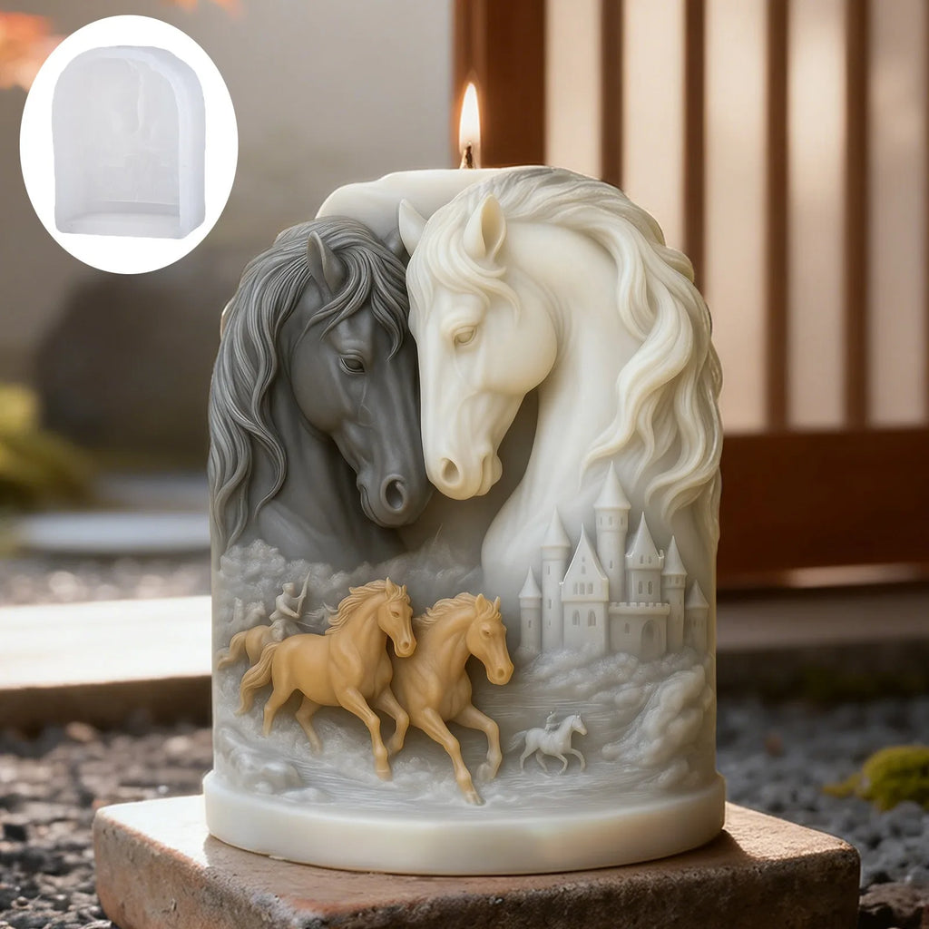 Double Horse Head Silicone Mold – Candle, Soap & Resin Craft