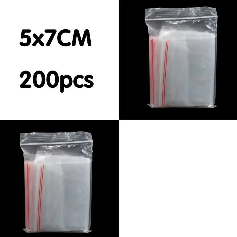 100/200/300pcs Small Zip Lock Plastic Bag Reclosable Transparent Bag Shoe Bag Vacuum Bag Poly Clear Bags Thickness 0.05mm Oasis Select 5x7CM 200pcs
