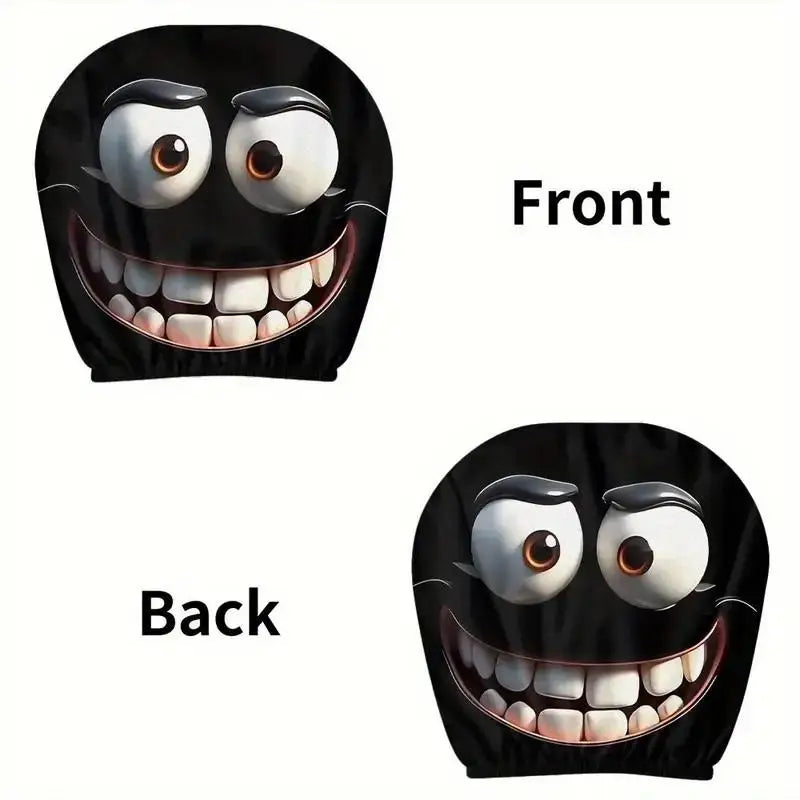 2pcs Face Printed Car Pillowcase Soft Comfortable Decorative Cushion Cover Auto Seat Headrest Washable Polyester Fabric Oasis Select