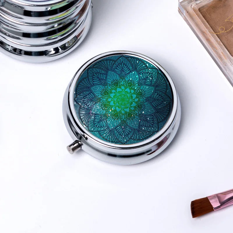 Circular Storage with 3 Compartments Single Compartment Metal Small Medicine Box Jewelry Box Foldable Portable Mini Medicine Box Oasis Select 536Y23