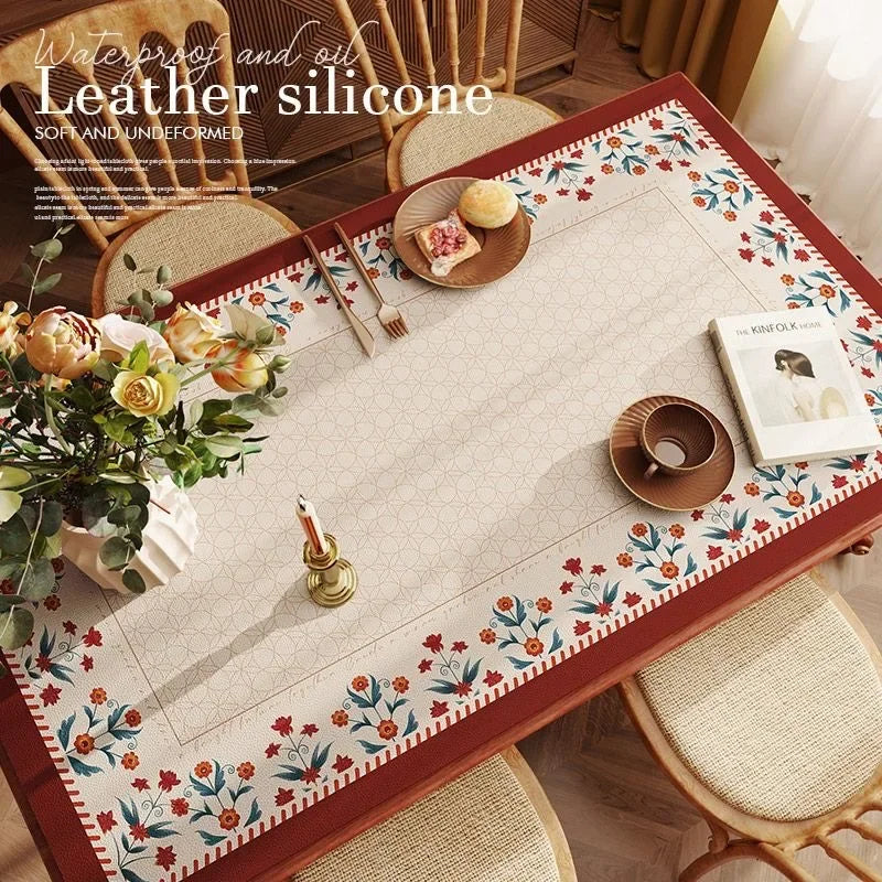 American Retro Tablecloth Waterproof Oil Resistant Scald Resistant and Washable Table Mat Premium Leather Coffee Table Cloth Oasis Select