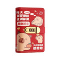 Cartoon Capybara Saving Money Binder PU Leather with Password Lock Planner Organizer Savings Handbook Cash Envelopes Oasis Select Style A Red