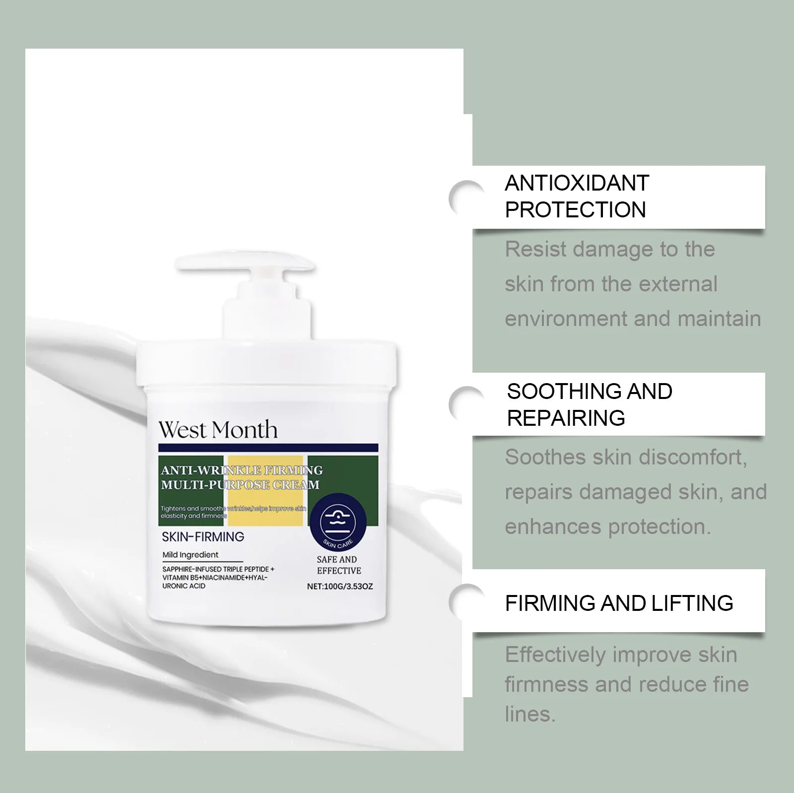 Firming Face Cream Deep Moisturizing Fade Fine Lines Reduce Dryness Soothing Repairing Anti-Wr-inkles Soft Tender Nourish Cream Oasis Select