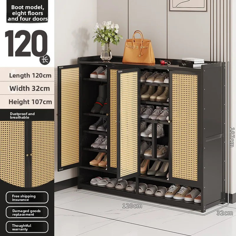 Shoe rack at the door of the household, storage artifact, space-saving simple interior, good-looking and dustproof dormitory Oasis Select Black ST 4-8