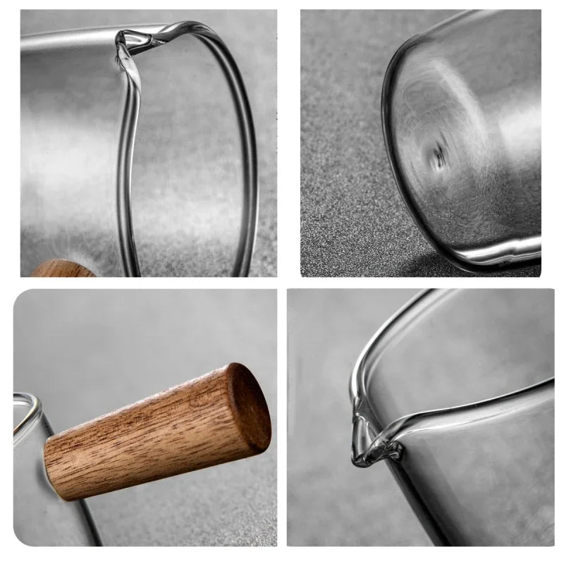 50/75ml Espresso Measuring Cup with Wood Handle Glass Single Mouth Mini Milk Jug Multi-function for Household Coffee Supplies Oasis Select