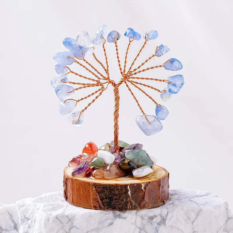 Lucky Mini Tree Natural Crystal Wire Winding Amethyst Citrine Gravel Home Office Feng Shui Decoration Crafts Money Trees Gifts Oasis Select 4