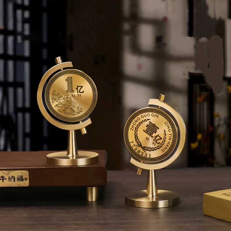 Brass 100 Million Small Target Spinning Desktop Light Stress Relief Office Living Room Decorative Craft Ornament Luxury Design Oasis Select