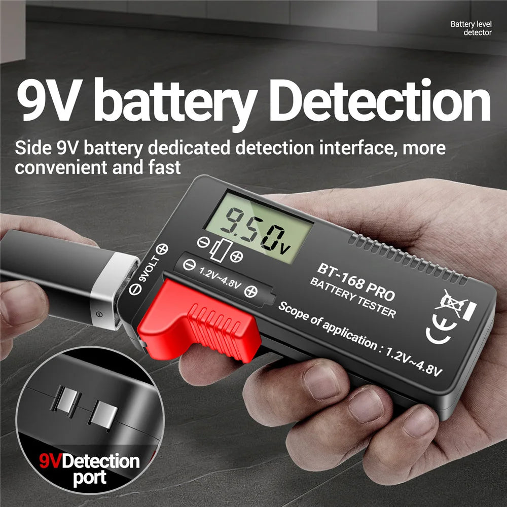 18650 14500 Digital Battery Capacity Tester BT-168 PRO 9V 3.7V 1.5V C/D Dry Cell Battery Tester Portable Battery Volt Checker Oasis Select