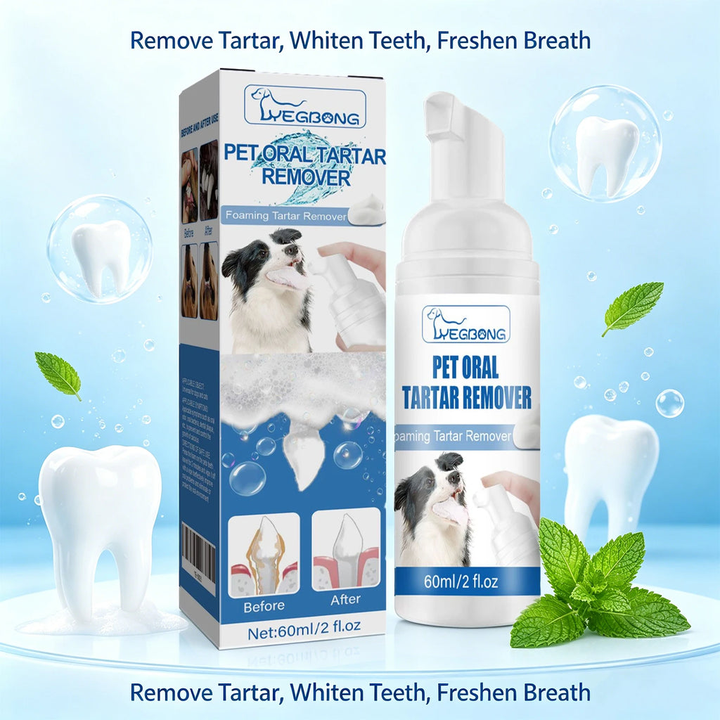 Pet Oral Tartar Remover Foam 60ml Teeth Cleaning Calculus Yellow Teeth Removal Fresh Breath Eliminate Bad Breath Pet Oral Care Oasis Select